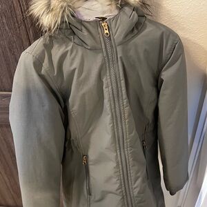 Cat & Jack Grey Puffer Jacket with Faux Fur Hood